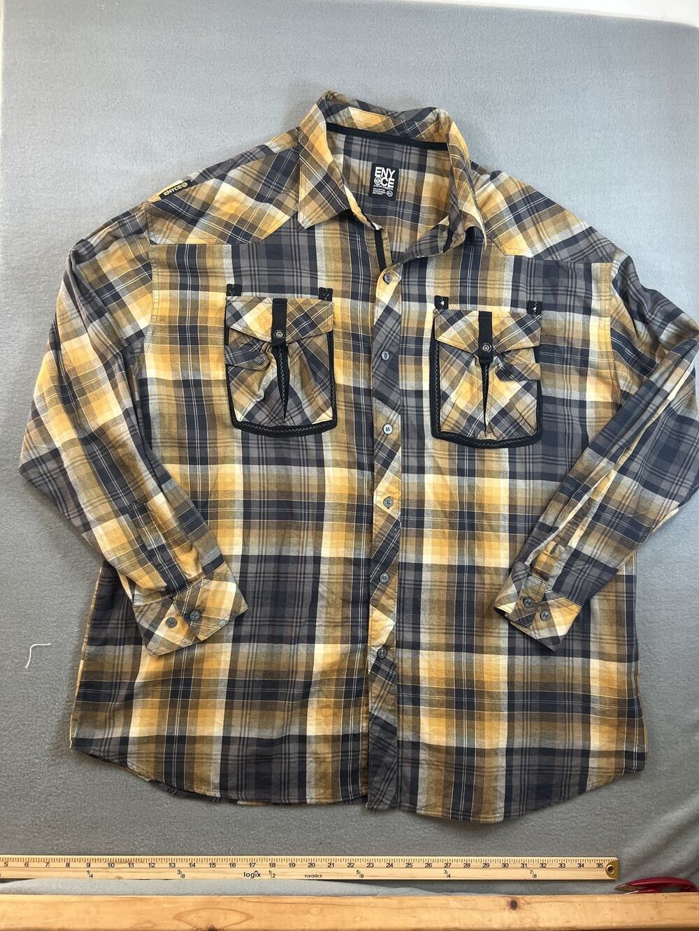 Enyce Sean Combs Men's 4X Long Sleeve Plaid Button-Up Shirt, 100% Cotton